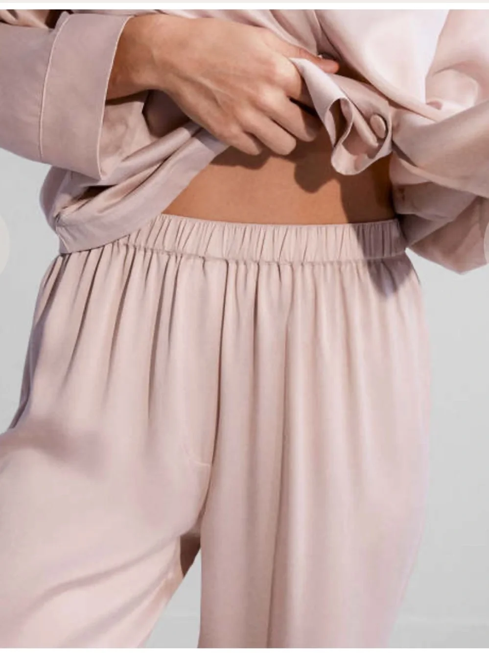 Lunya Washable Silk Pajama pant Delicate Pink Long Sleeve Luxury Set S MWT